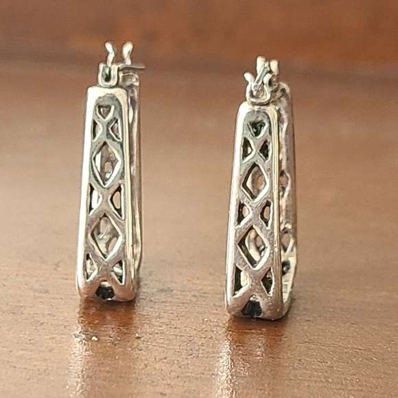 Silver Plated Square Hoops - Picture 2 of 4